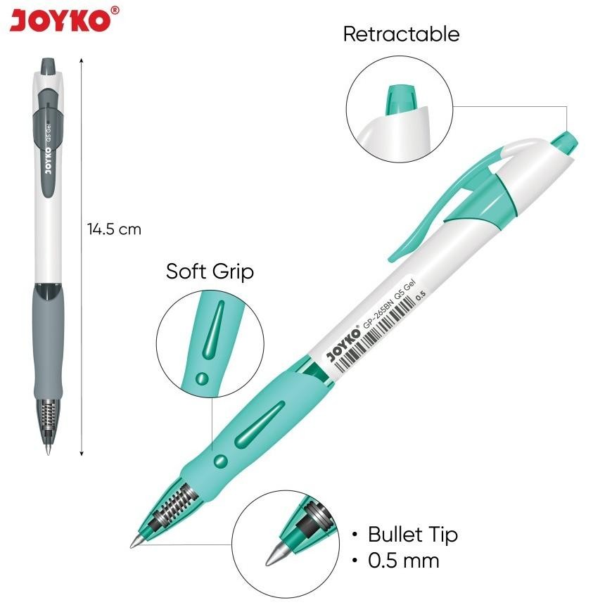 

Gel Pen Pulpen Pena Joyko GP-265BN Q5 Gel 0.5 mm 12 Pcs 1 lusin Selusin