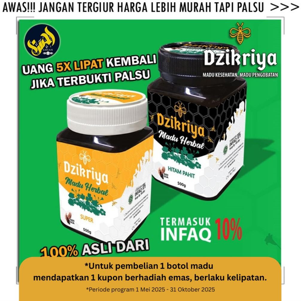

Dzikriya Madu Herbal Super Manis/Hitam Pahit 500g - Honey Murni Asli 100%