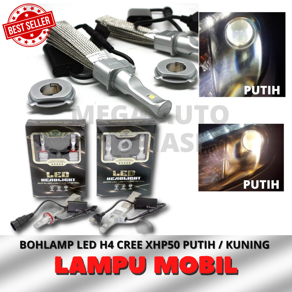 CREE LED Bohlam Mobil H4 XHP50 Waterproof Putih / Kuning