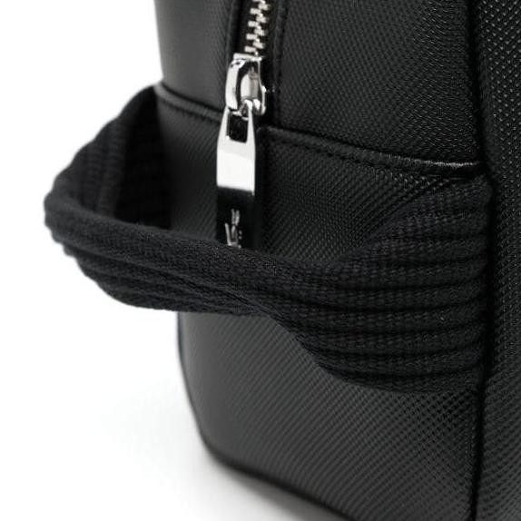 Promo Lacoste Men Classic Clutch Bag Canvas Tolitery Bag Noir