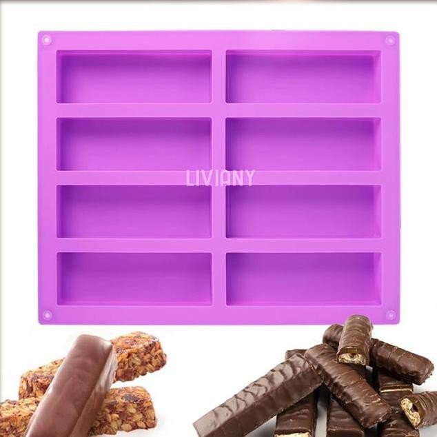 

Cetakan Silikon Kue Coklat Granola Protein Energy Bar Persegi Panjang Besar Silicone Mold Box Rectangle 8 Cavity