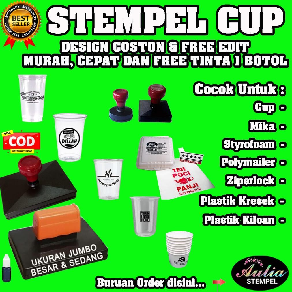 

stempel plastik / stempel sterofom / stempel cup plastik FREE tinta refil