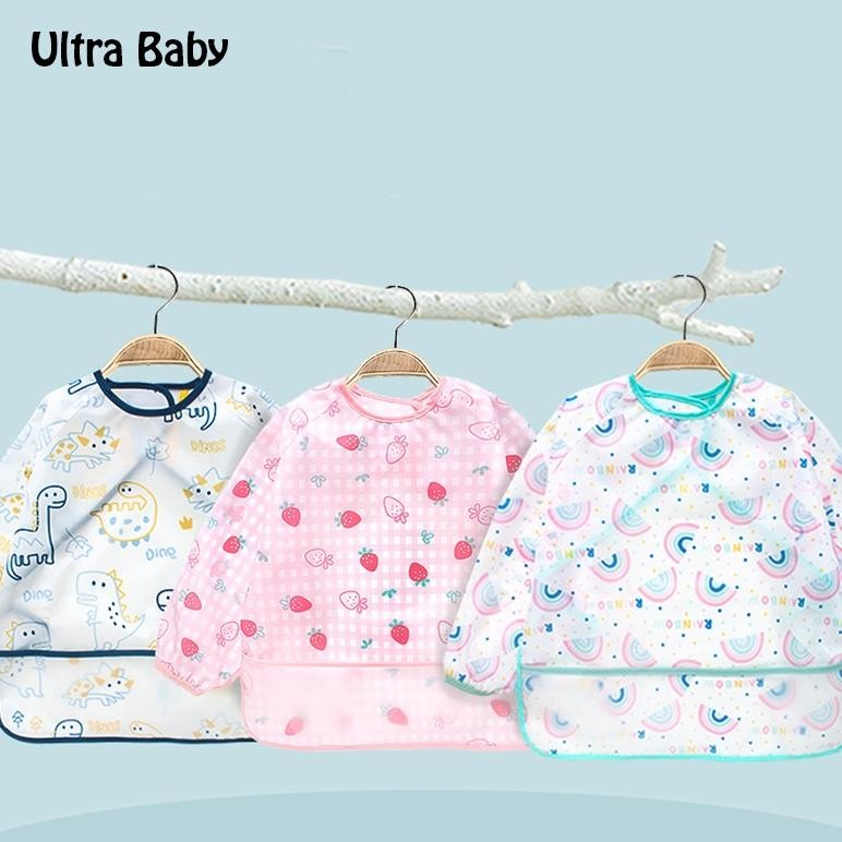 ULTRA Celemek Makan Bayi Waterproof Anti Air Anak Lengan Panjang Bib Baju BLW Bagus Lucu Premium AST