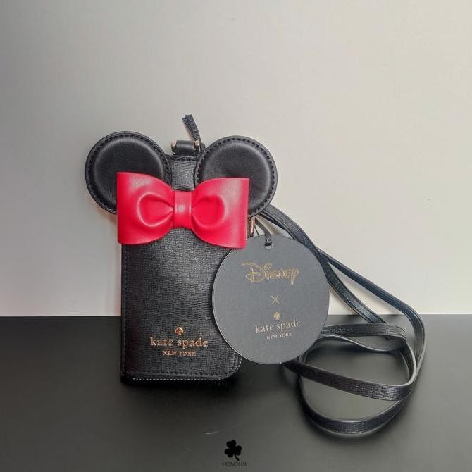 

Nwt K*Ate Spade X Disney Minnie Lanyard Black Multi Authentic Hitam Co
