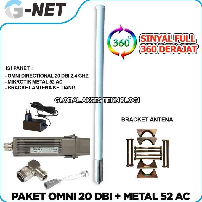 Paket Hotspot Antena Outdoor Gnet Omni 20 Dbi 2.4 Ghz Full 360 Derajat New Stok