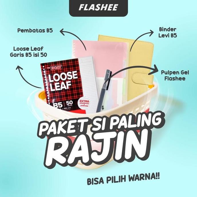 

Flashee Binder Paket Sekolah Set 4IN1 Paket Binder B5 Ring 26 Kampus Kuliah Sudah Termasuk Kertas lc