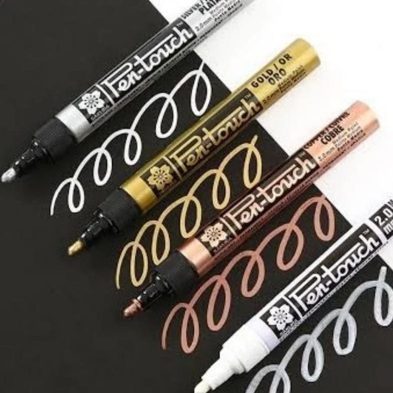 

SPIDOL SAKURA PEN TOUCH 2.0 MM PERMANENT PAINT MARKER # GOLD / SILVER / COPPER / WHITE
