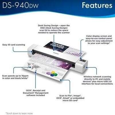 Brother Scanner Ds940Dw Portabel Mobile Scanner Ds 940Dw Ds940 Dw 940 New Stok