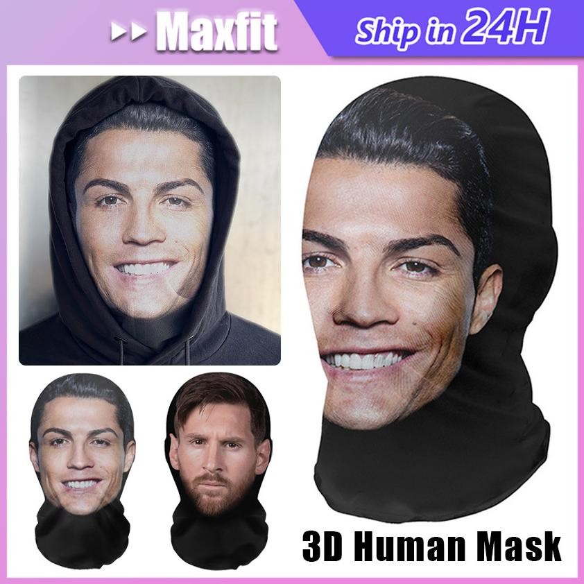 3D Dicetak Messi Cristiano Ronaldo Masker Elastis Mesh Masker Wajah Topeng Prank Halloween Masker Wa