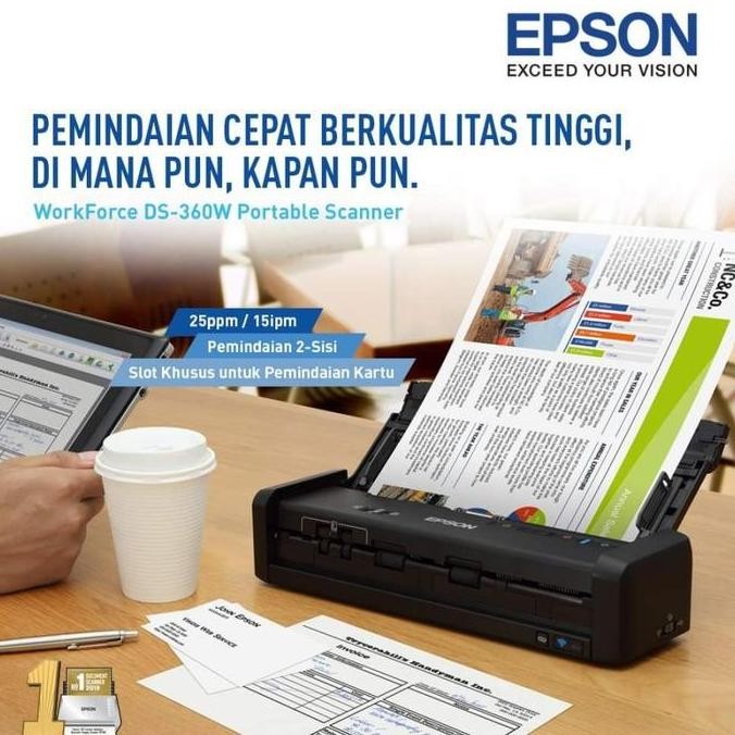 Scanner Epson Workforce Ds-360W/Ds360W Wireless Portable New Stok