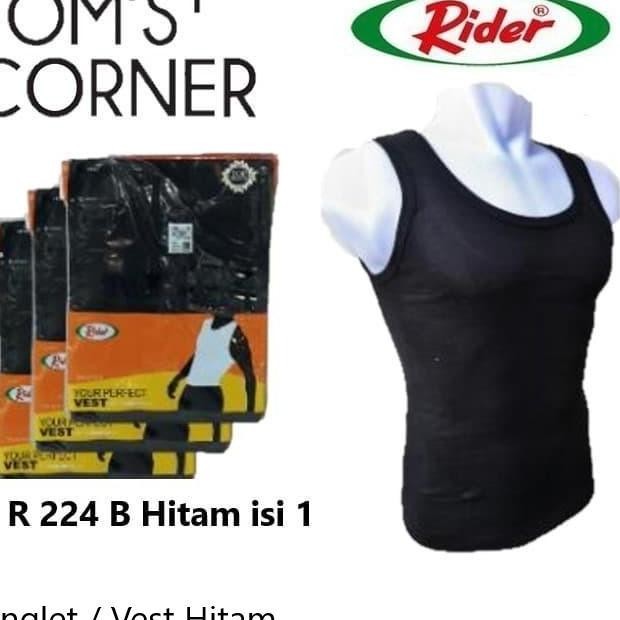 Singlet Pria Rider 224 Vest Kaos Dalam Pria Branded Hitam