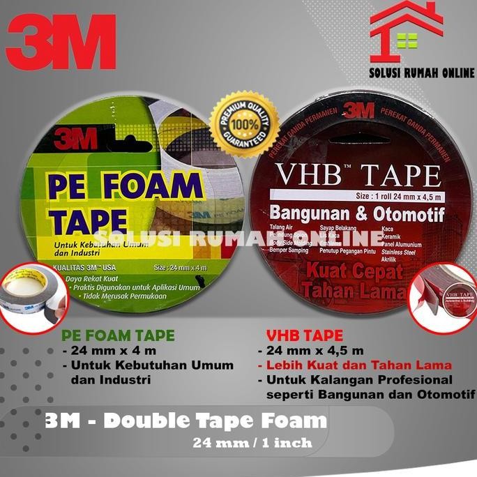 

PROMO 3M Double Tape Foam 24mm x 4m / Isolasi Bolak Balik 24 mm 1 inch Original