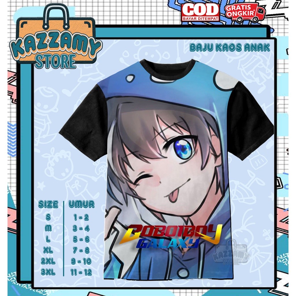 Kaos Anak 3D Baju Anak Anime Boboiboy Emoticon - Kazzamy