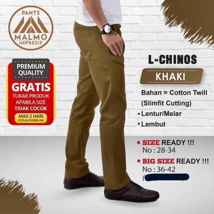 (Allthebest) MALMO 100% Ori Celana Chinos Panjang Pria Jumbo Slimfit 36 38 40 42 44