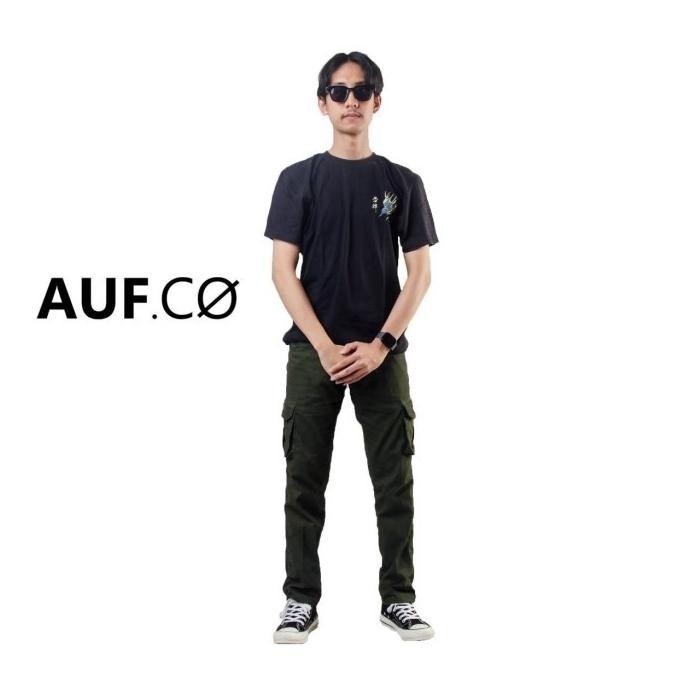 (Allthebest) Celana Cargo Pria Hijau Army Slimfit Auf.co