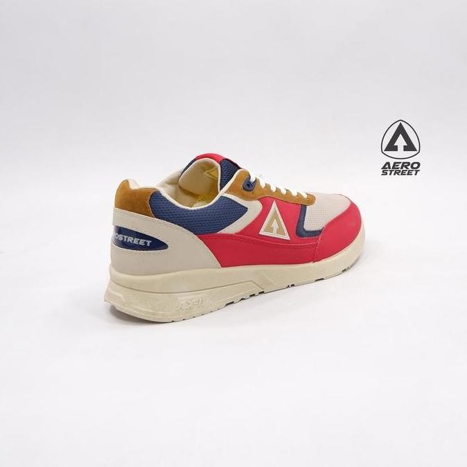 Aerostreet Osaka Vintage Krem Merah Navy - Sepatu Sneakers Pria Wanita