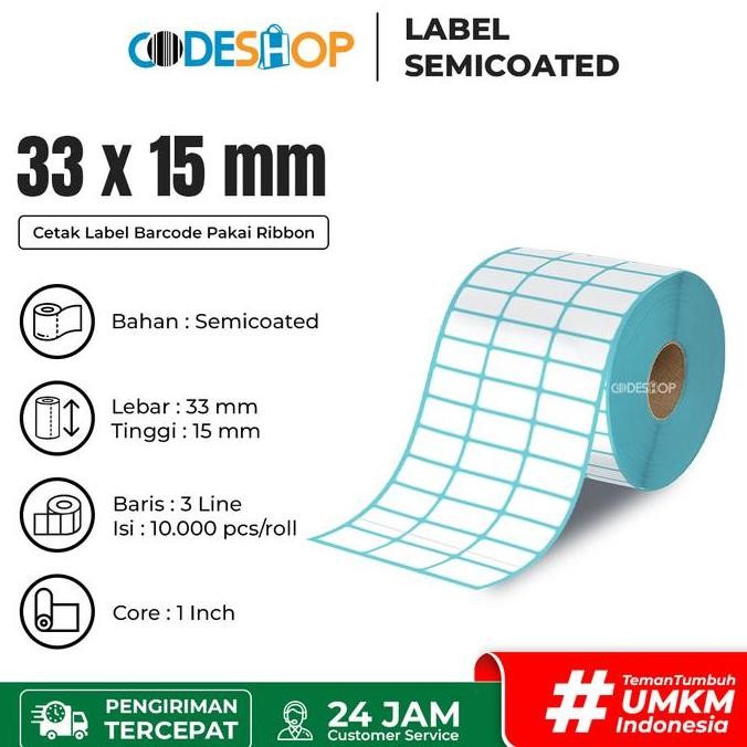 

HOT SALE Label Semicoated 33x15mm / 33x15 / 33 x 15 mm 10.000 Pcs