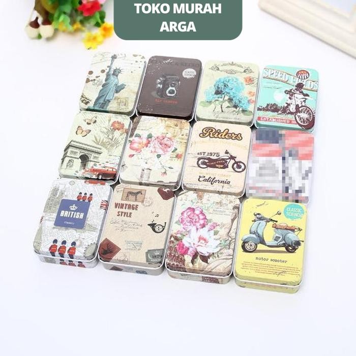 BOX KALENG PERHIASAN AKSESORIS GADGET VINTAGE TIN CAN BOX  BOX KALENG BESI TEMPAT PERHIASAN AKSESORI