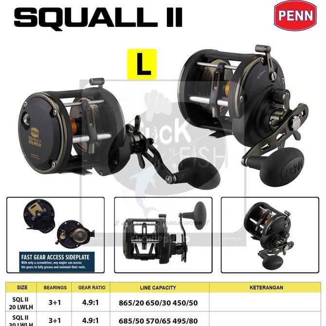 Tersedia Reel Penn SQUALL II Level Wind OH Overhead jigging SQL II 20LWLH / 30LWLH - Gulungan Pancin