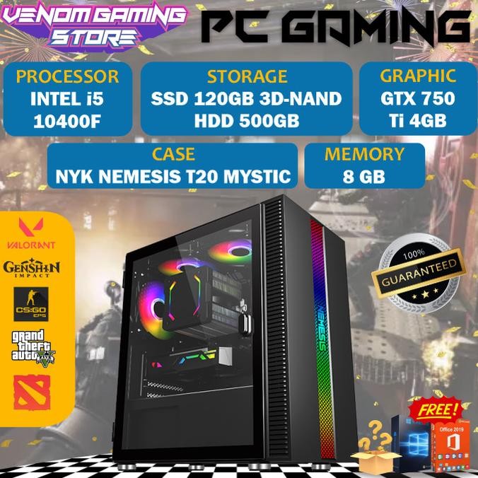 Pc Gaming | Intel i5 10400F | GTX 750 Ti 4GB | 16GB RAM | SSD | HDD