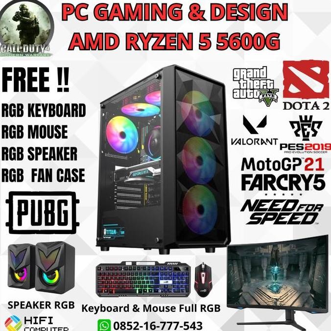 PC Gaming & Design AMD Ryzen 5 5600G / RAM 16GB / VGA 2GB / FULLSET