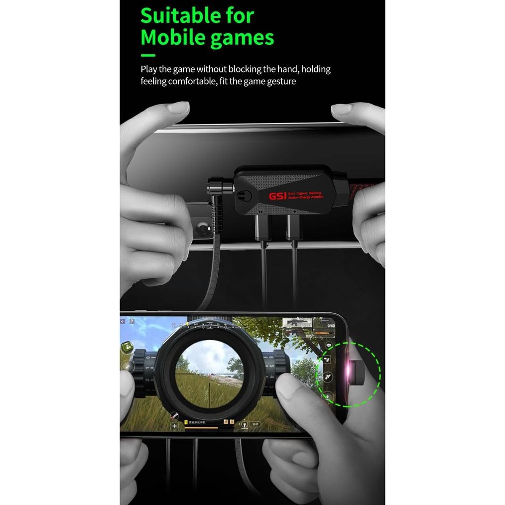 Plextone GS1 Mark III 3in1 Type-C Gaming Audio Charger Adapter Sound Card Converter