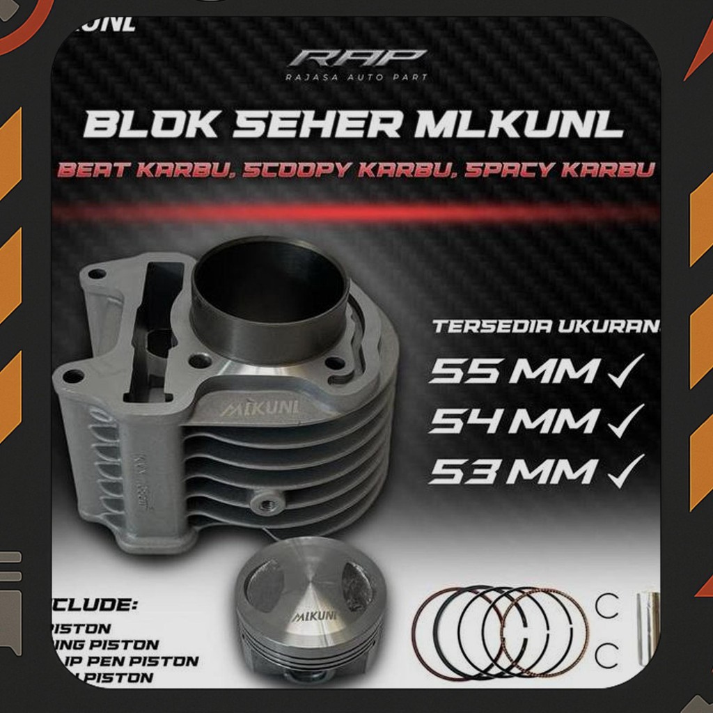 Blok Seher/Boring Beat Karbu 53Mm 54Mm 55Mm Beat Kvy/Cylinder Blok Bore Up 53/54/55 Beat Kvy Crun Ml
