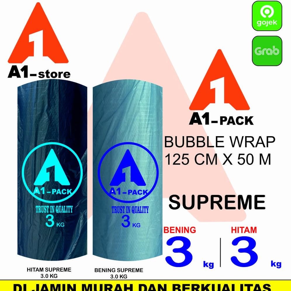 

Produk Baru!! Plastik Bubble Wrap A1 Pack 125x50m - Bening Hitam Ekonomis Premium