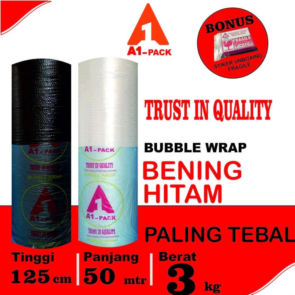 

Produk Baru!! Plastik Bubble Wrap A1 125cm x 50m - Super Ekonomis Premium Bening Hitam