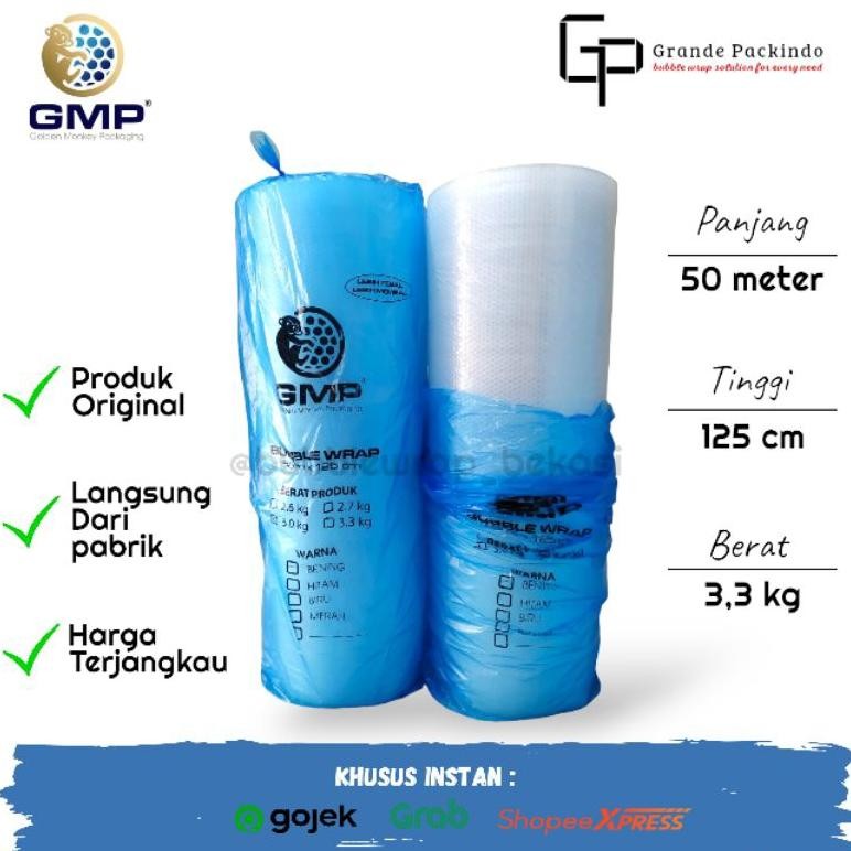 

Produk Baru!! Bubble Wrap GMP Premium 3.3kg Roll 125cm x 50m - Bening Hitam Packing Barang Fragile