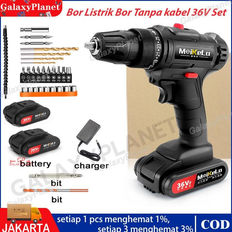 Bor Listrik Bor Tanpa kabel 36V Set /bor listrik bosch set/Lengkap Mata Bor Cordless Drill 10mm Full