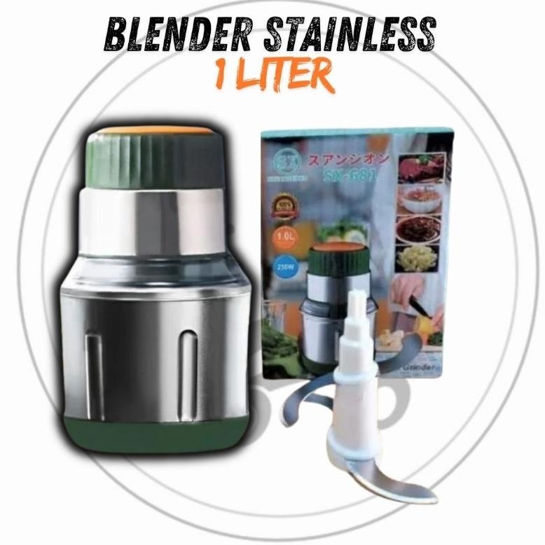 BLENDER DAGING CHOPPER STAINLEES 1LITER 681 CHOPPER SERBAGUNA STAINLESS STEEL STENLIS BLEANDER LOGAM