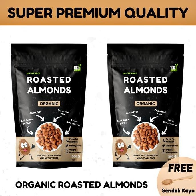 

Murah 2 Pack Kacang Almond Panggang Kupas Organik - Premium Quality