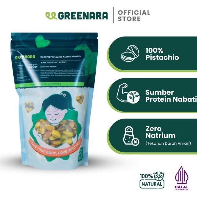 

Greenara Kacang Pistachio Kupas Mentah 250Gr