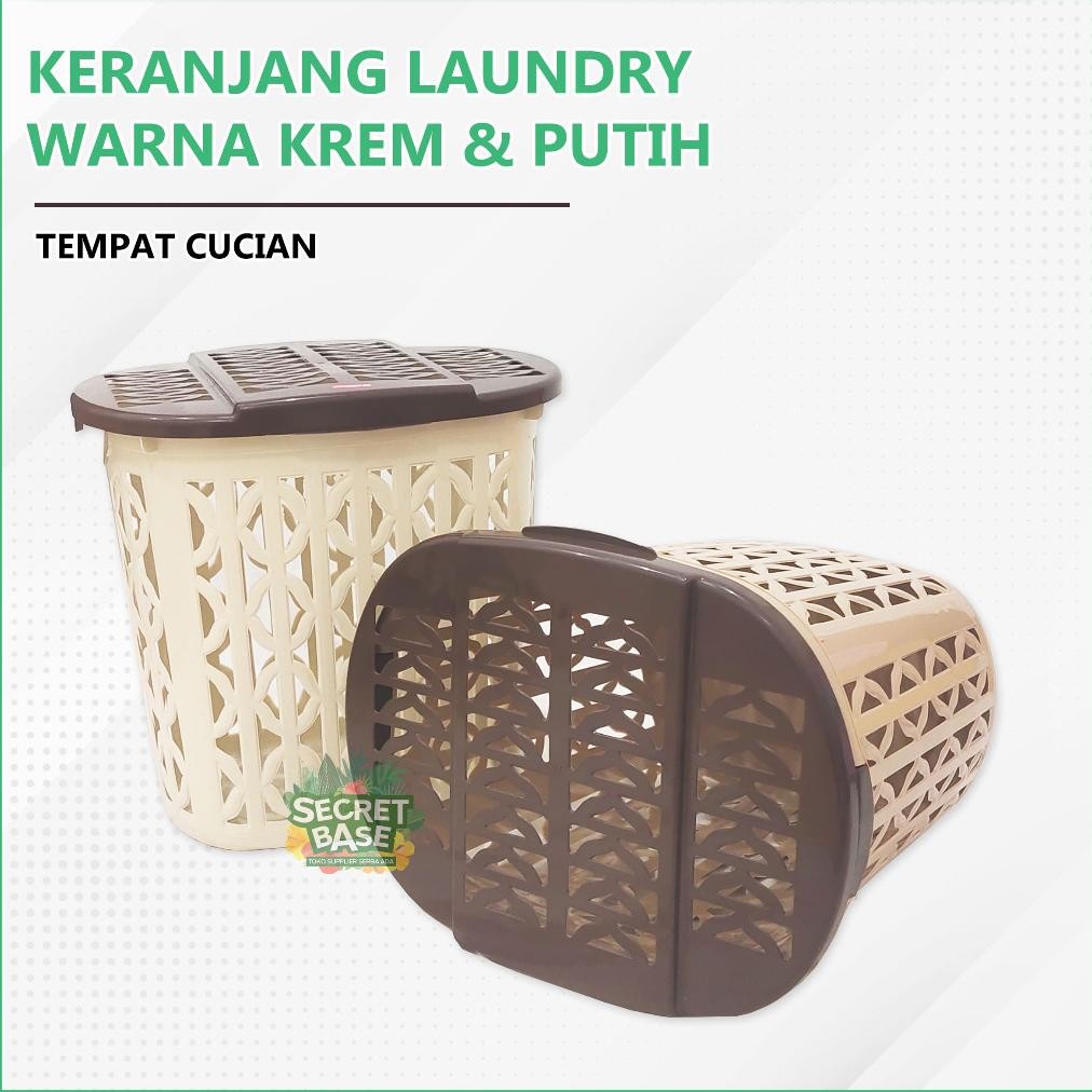 KERANJANG LAUNDRY - Keranjang Baju / Keranjang Pakaian Tutup Plastik Tinggi Serbaguna