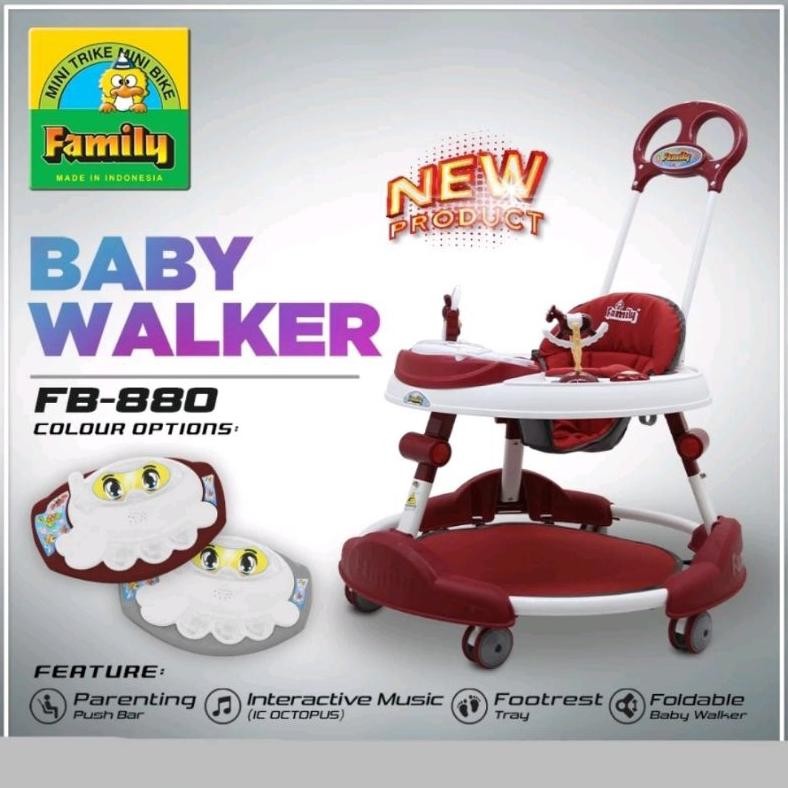 Family Baby Walker FB880 Alat Bantu Belajar Jalan Roda Bayi Bulat Music Mainan AST
