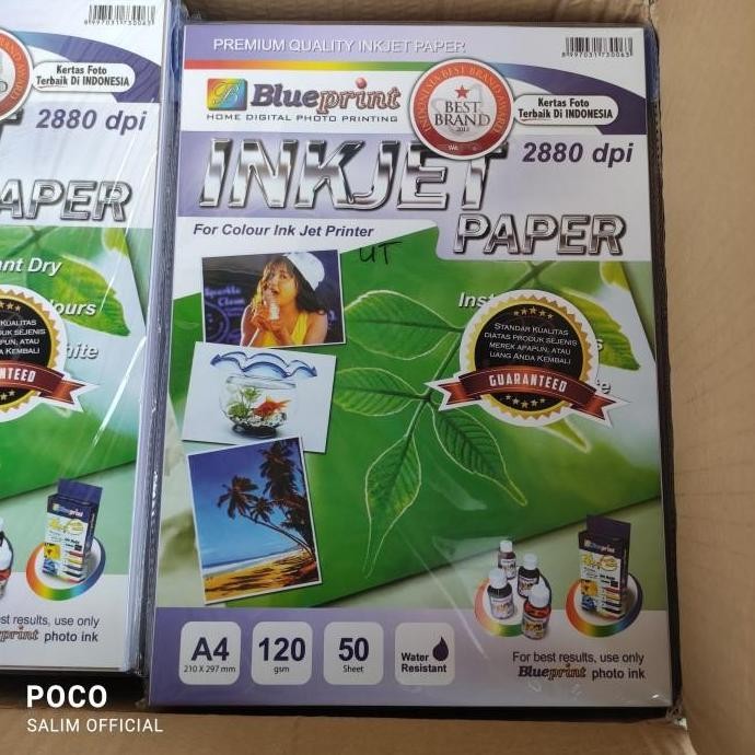 

baru inkjet paper blueprint A4 120gsm isi 50 lembar
