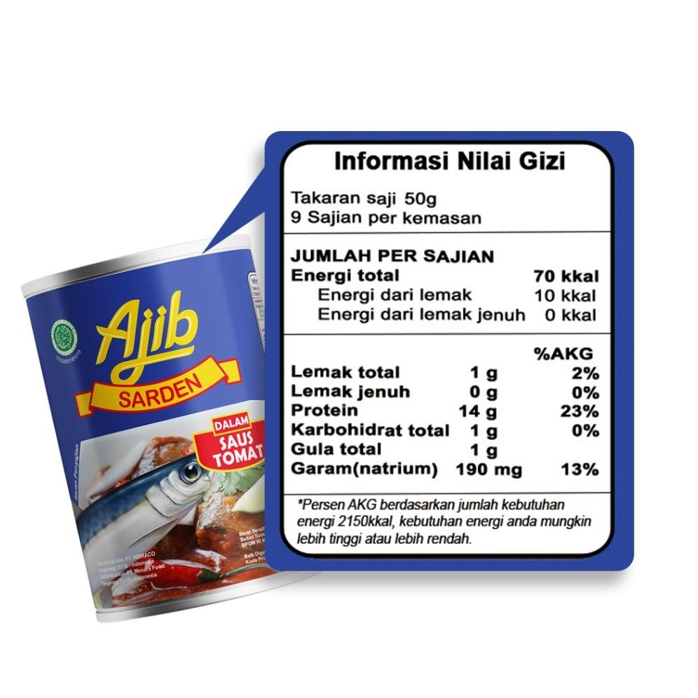 

ready Ajib Sarden Saus Tomat 425gr - Isi 2pcs murah