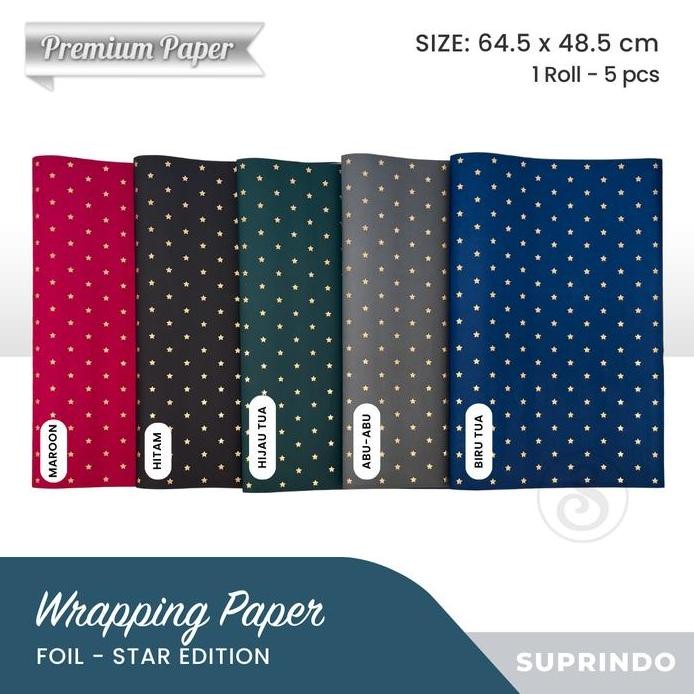 

ready stock Premium Kertas Kado Foil BINTANG (5 Lembar)