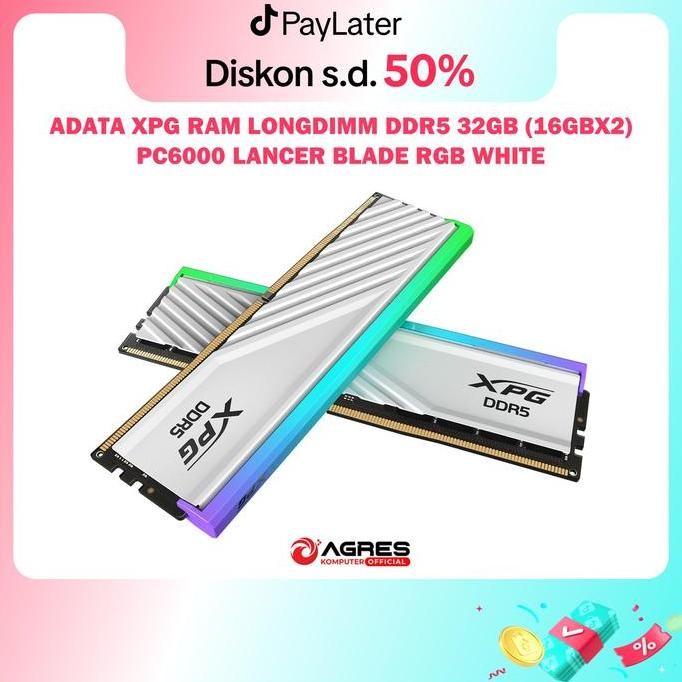 ADATA XPG RAM LONGDIMM DDR5 32GB (16GBX2) PC6000 LANCER BLADE RGB WHITE - RAM KOMPUTER - RAM KOMPUTE