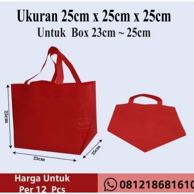 

ready stock Tas Spunbond Kotak Ukuran 25x25x25