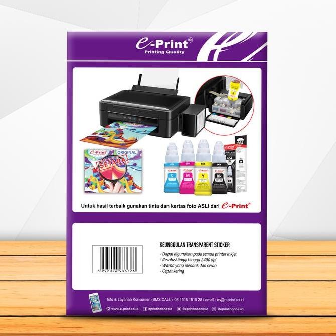 

baru Kertas Stiker Transparan Ukuran A4 150gsm 10lembar e-Print