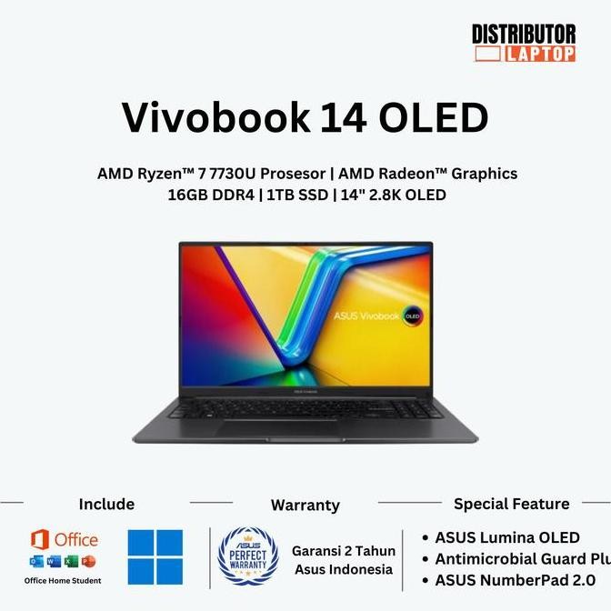 Asus Vivobook 14 OLED M1405YA AMD Ryzen 7 7730U 16GB 1TB SSD