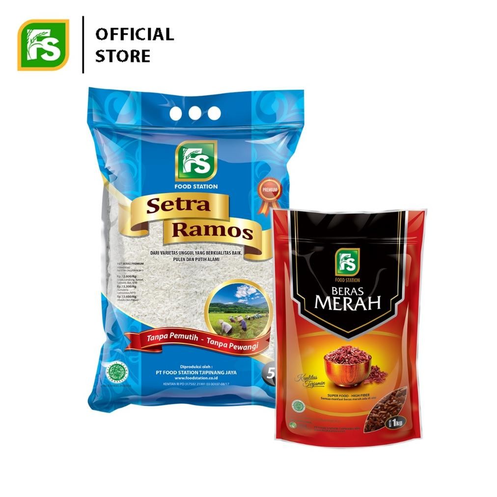 

ready Bundling Food Station - Bundling FS Setra Ramos Premium Beras [5 kg] + FS Beras Merah [1 kg] murah