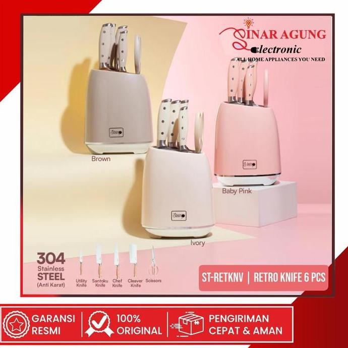 Promo Steincookware Retro Knives Stein 6 Pcs Pisau Set Original