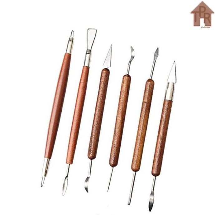 

ready Butsir set / Alat ukir clay / Pottery tool / Modelling tools - 6 pcs