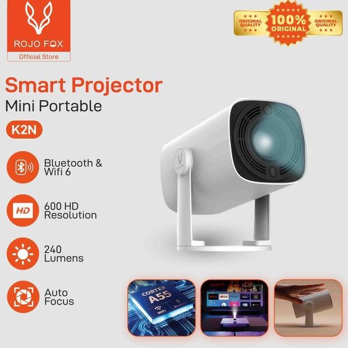 ROJO FOX Proyektor Mini Android Smart Portable HP K2N - Android 720P HD, 1GB+8GB, Smart Projector de