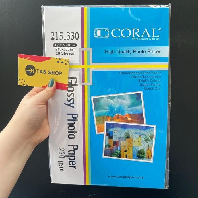 baru CORAL Glossy Photo Paper FOLIO F4 230 gsm / Kertas Photo F4 FOLIO