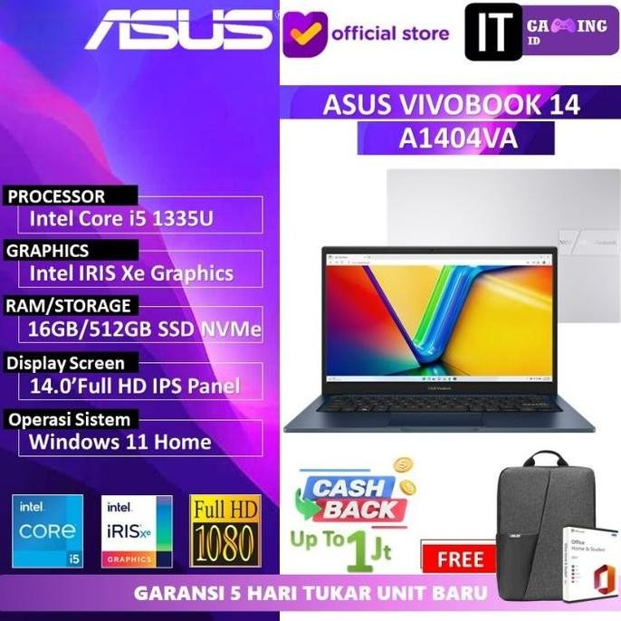 Asus Vivobook 14 A1404VA Core i5-1335U & i5 1334U 16GB 512GB 14'Full HD