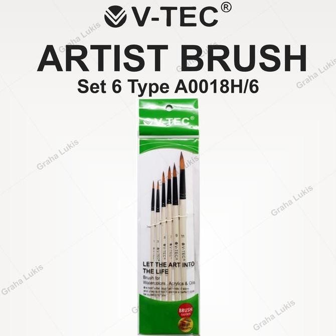 

ready V-Tec Round Brush 0018H Set 6 / Kuas Lukis Set 6